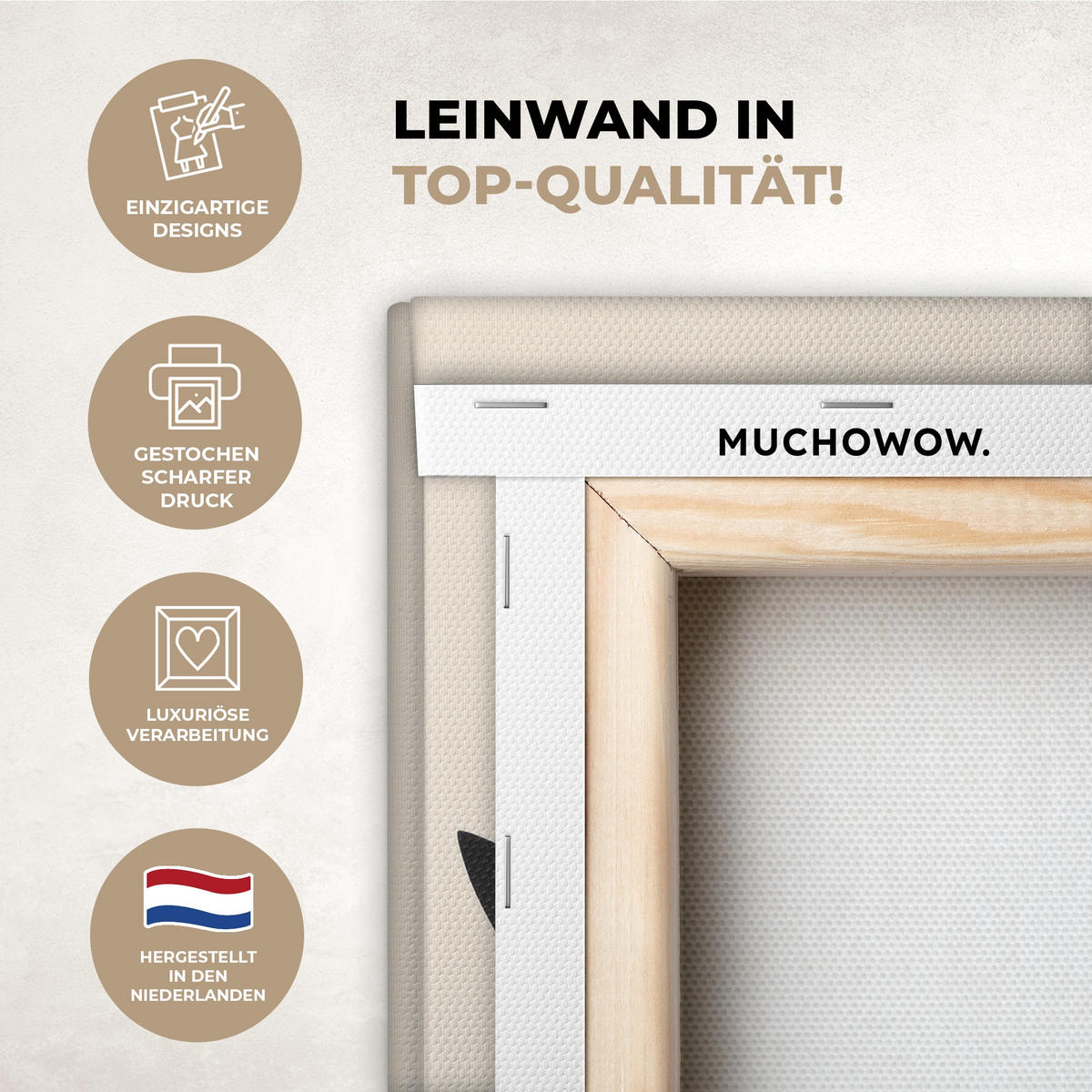 LEINWANDBILD Pflanze - Beige - Japanisch 20x30 cm - Schwarz, Textil (20/30cm) - MuchoWow