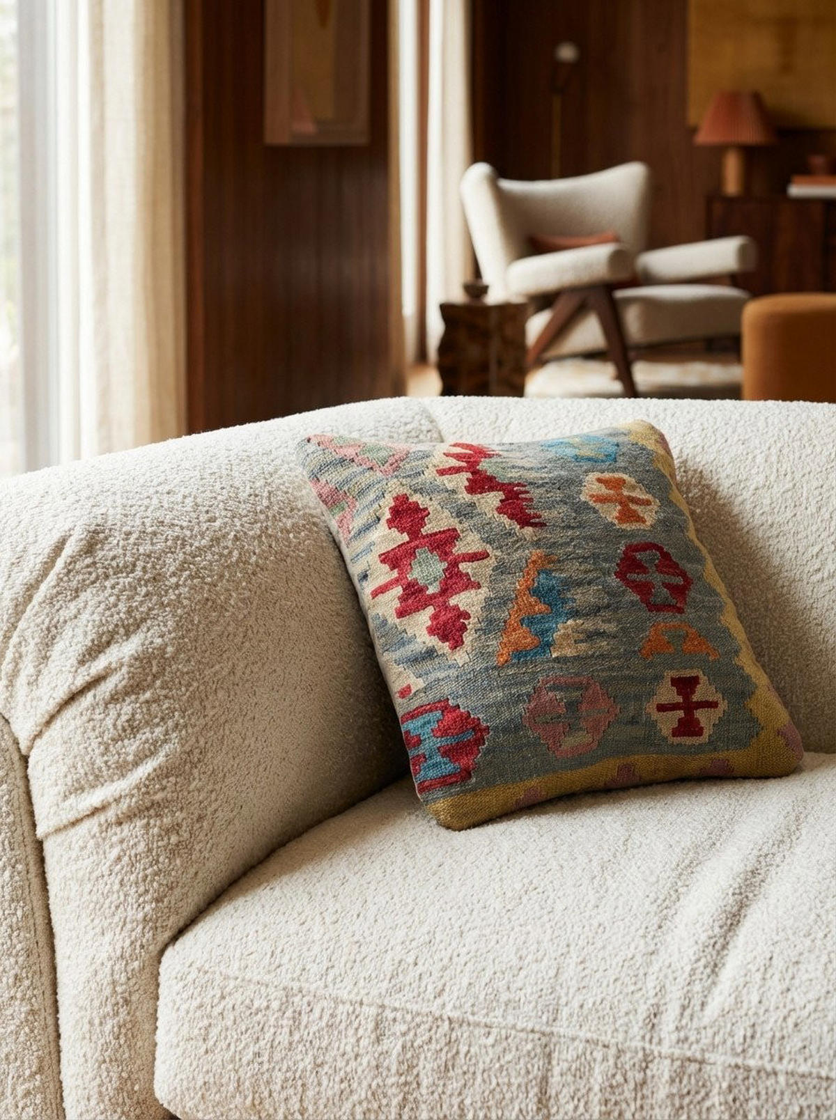 KELIM-KISSEN Mehrfarbig 50/50 cm Schurwolle - Multicolor, Textil (50/50cm) - Looma