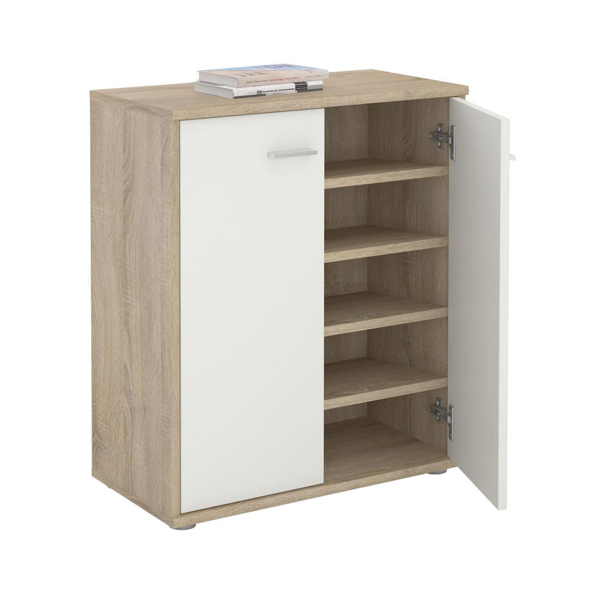 SCHUHSCHRANK LENNIS - Weiß/Sonoma Eiche, Holzwerkstoff (60/70/35cm) - CARO-Möbel