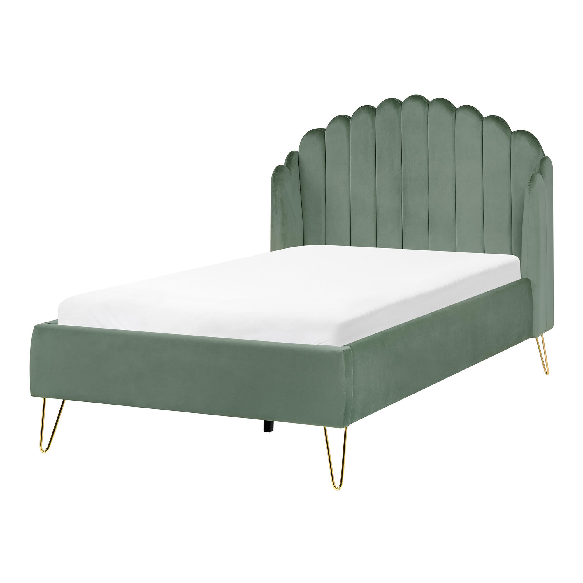 BETT mit Lattenrost 120/200 cm Grün Ambillou - Goldfarben/Grün, Textil (120/200cm) - Beliani