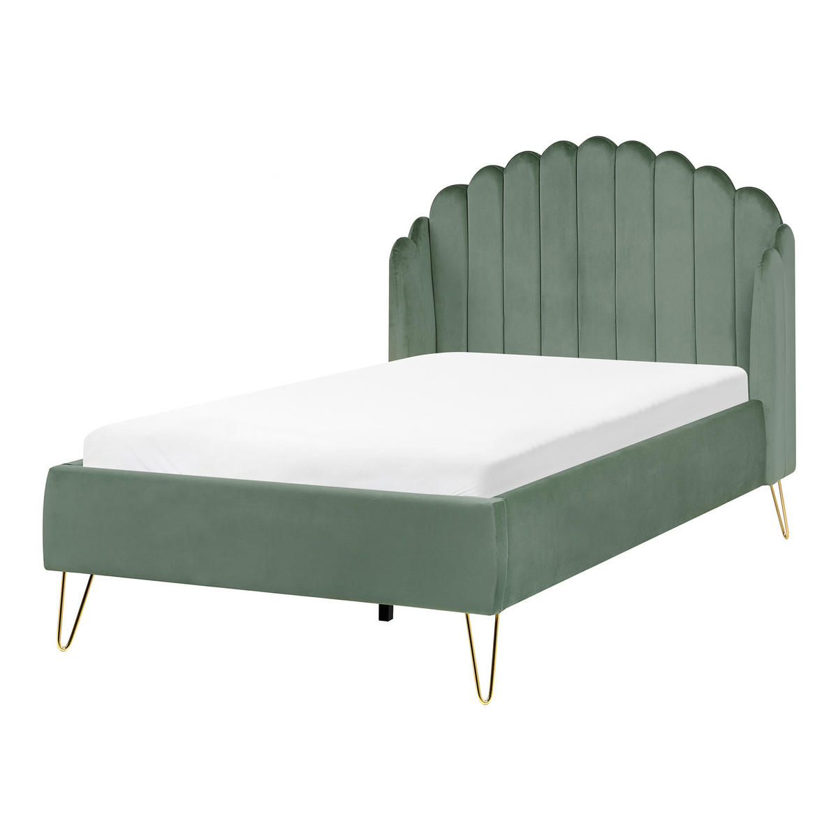 BETT mit Lattenrost 120/200 cm Grün Ambillou - Goldfarben/Grün, Textil (120/200cm) - Beliani