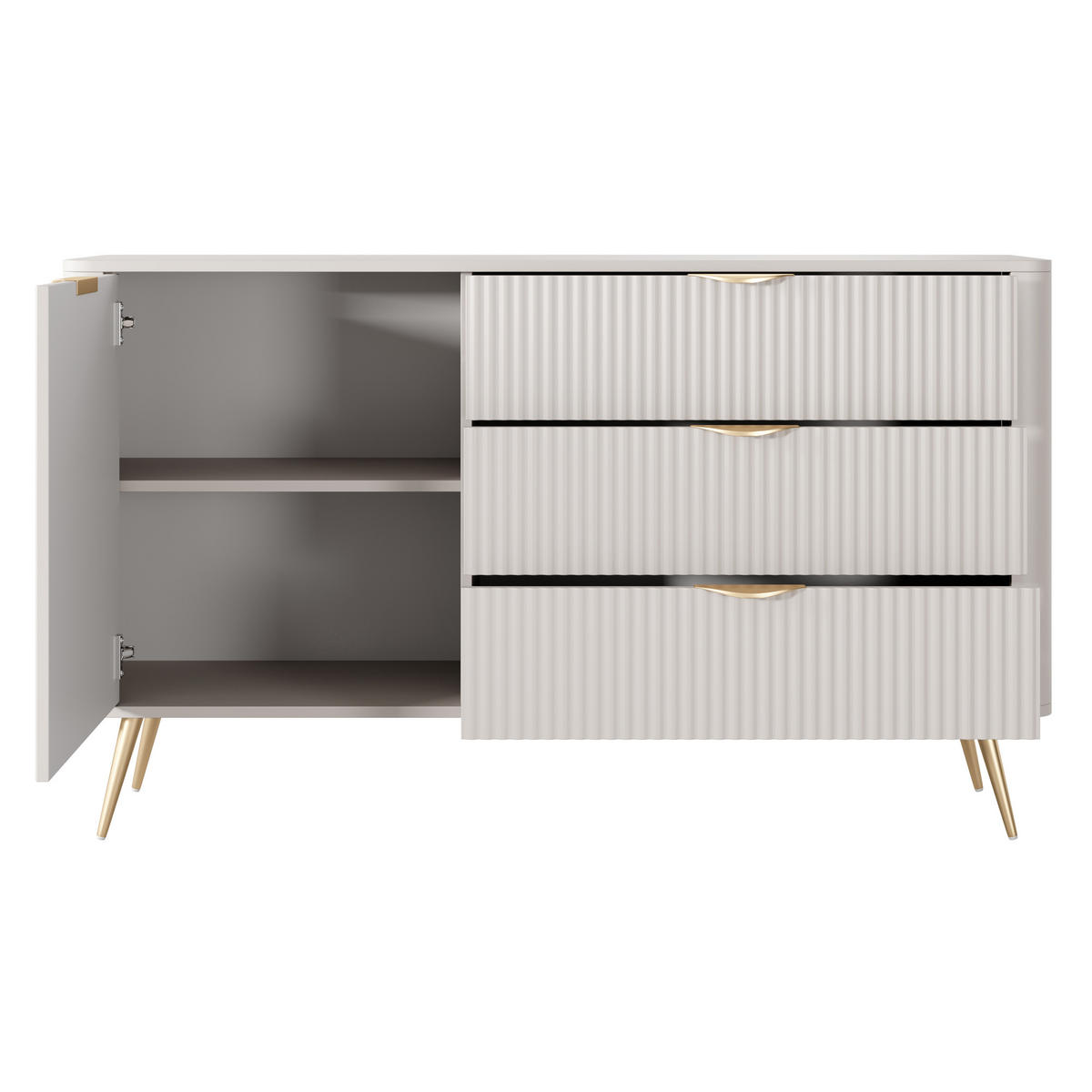 SIDEBOARD LANTANA 138/81/38 cm mit 3 Schubladen und 1 Türen Beige - Beige, Holzwerkstoff (138/81/38cm) - MASSENO