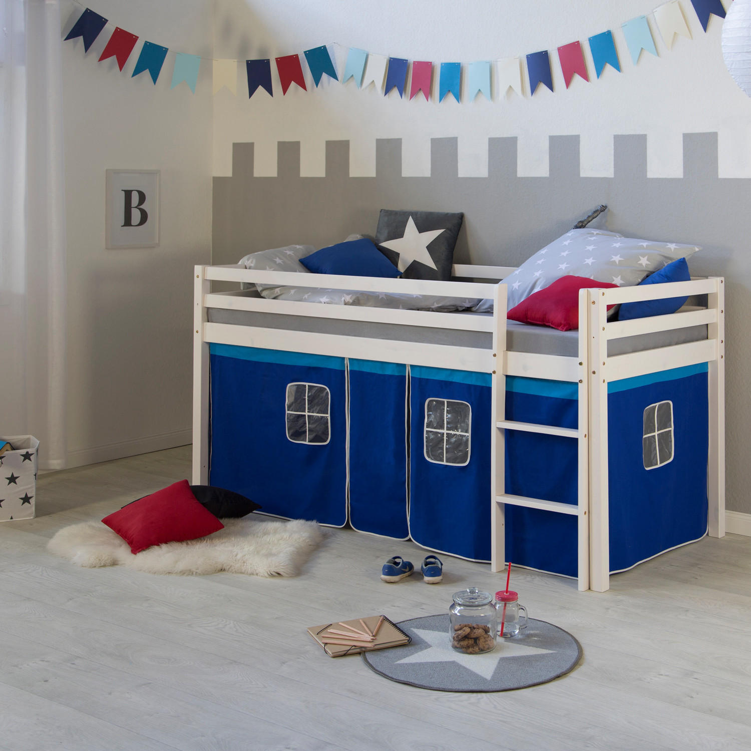 HOCHBETT 90/200 cm Blau - Blau/Weiß, Holz - Homestyle4u