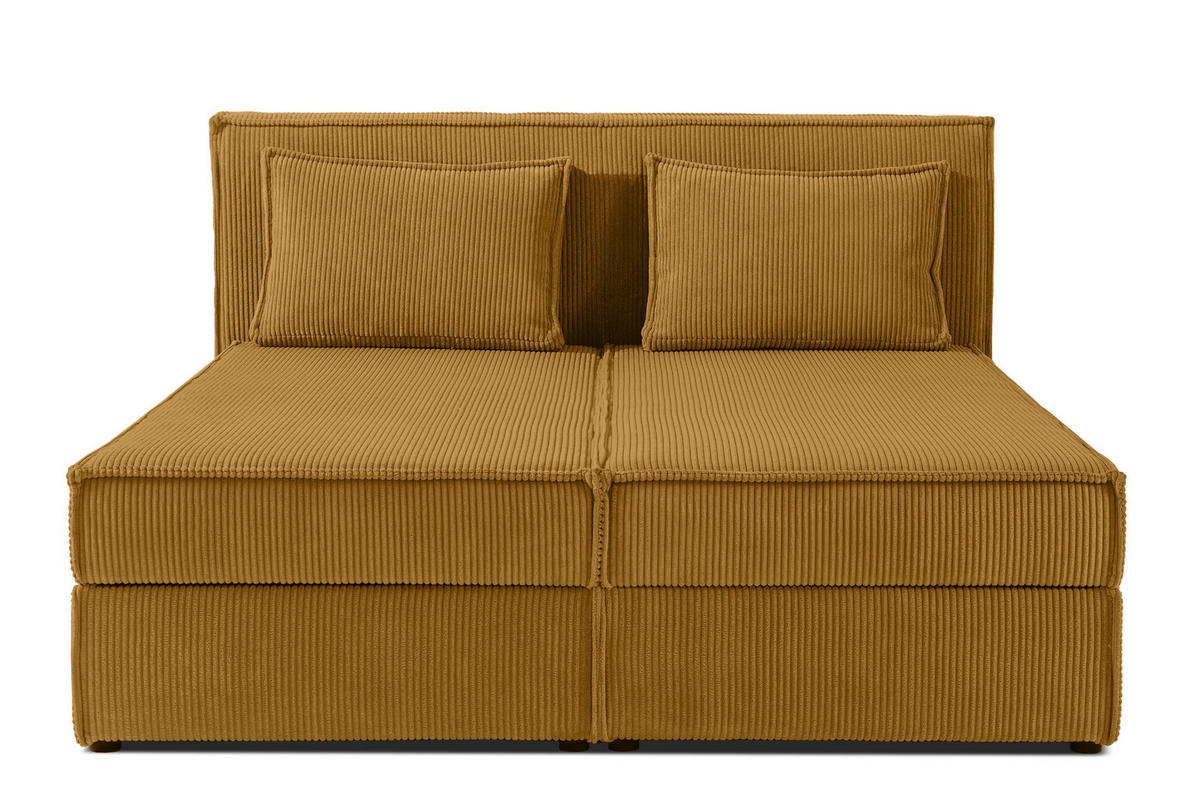 BOXSPRINGBETT ROTI mit Stauraum, gelb - Gelb/Schwarz, Holz/Holzwerkstoff (160/200cm) - KONSIMO®