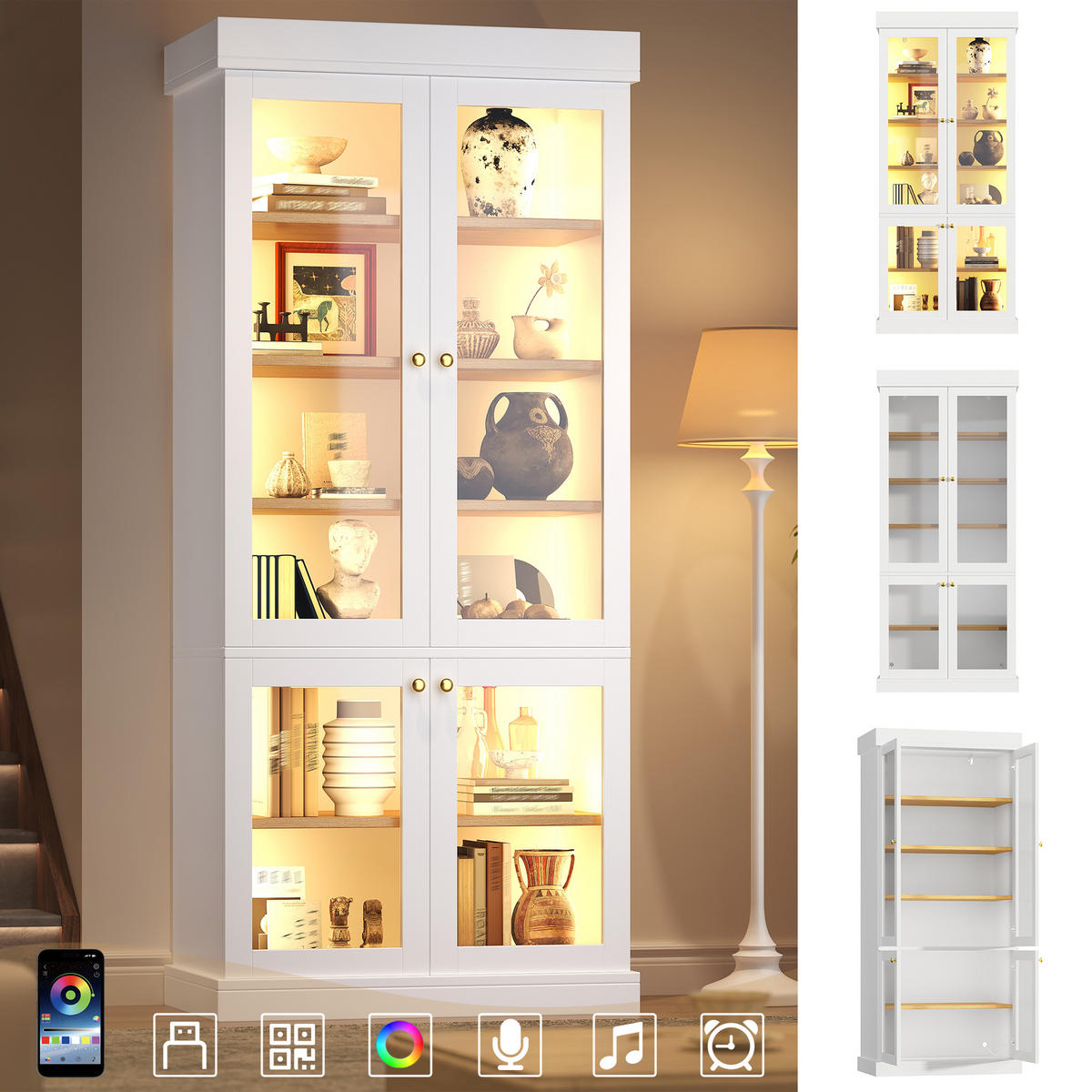 VITRINE LED Glasfront Weiß - Weiß, Glas (80/180/40cm) - FLIEKS
