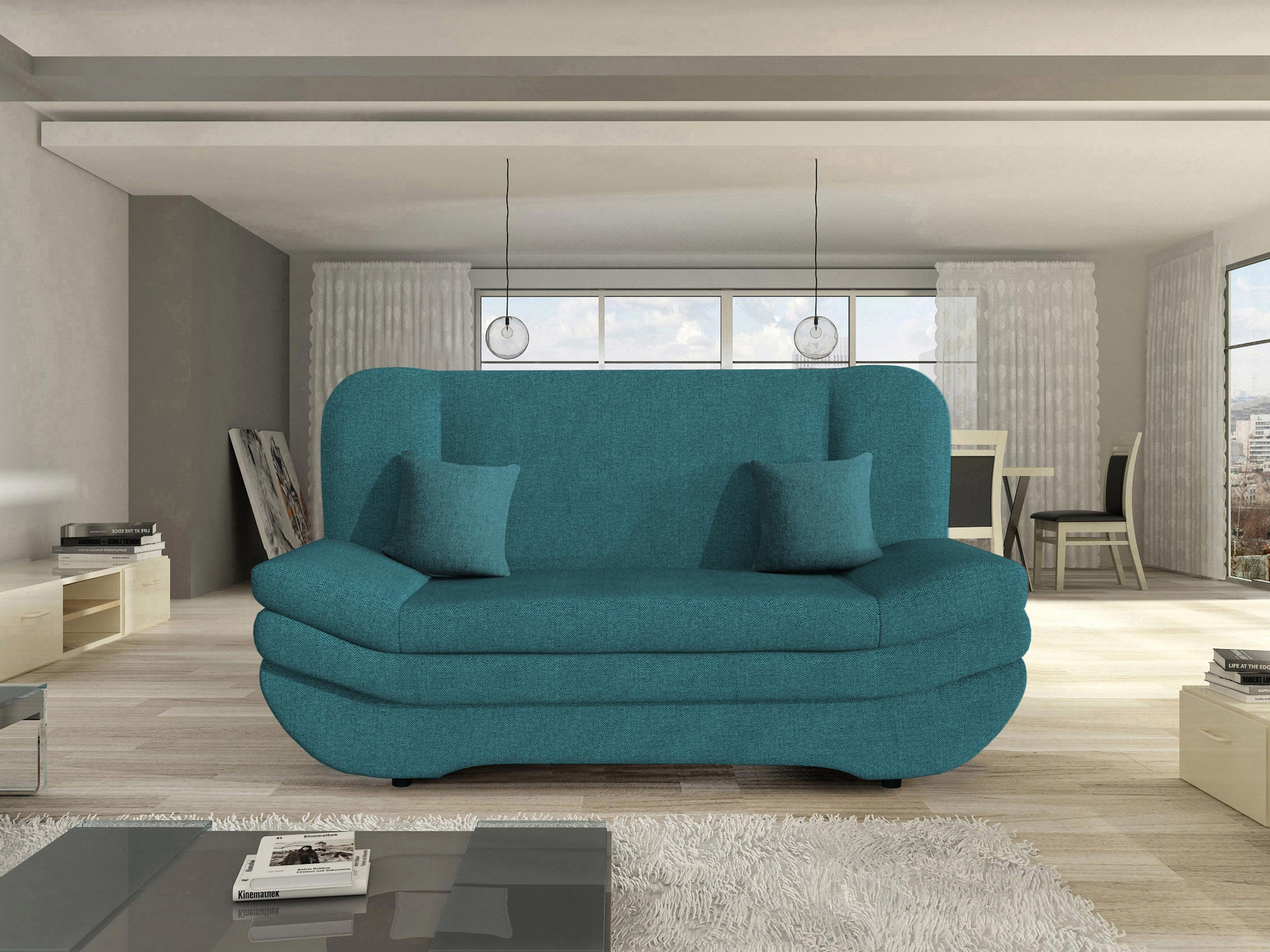 SCHLAFSOFA Weronika - Türkis/Schwarz, Holz/Kunststoff (200/95/90cm) - MIRJAN24