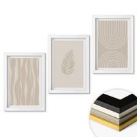WANDBILDER 3er-Set - 20x30 cm Weißer Rahmen - Beige Pflanzenmuster - Weiß, Kunststoff (20/30cm) - ArtPrintCave