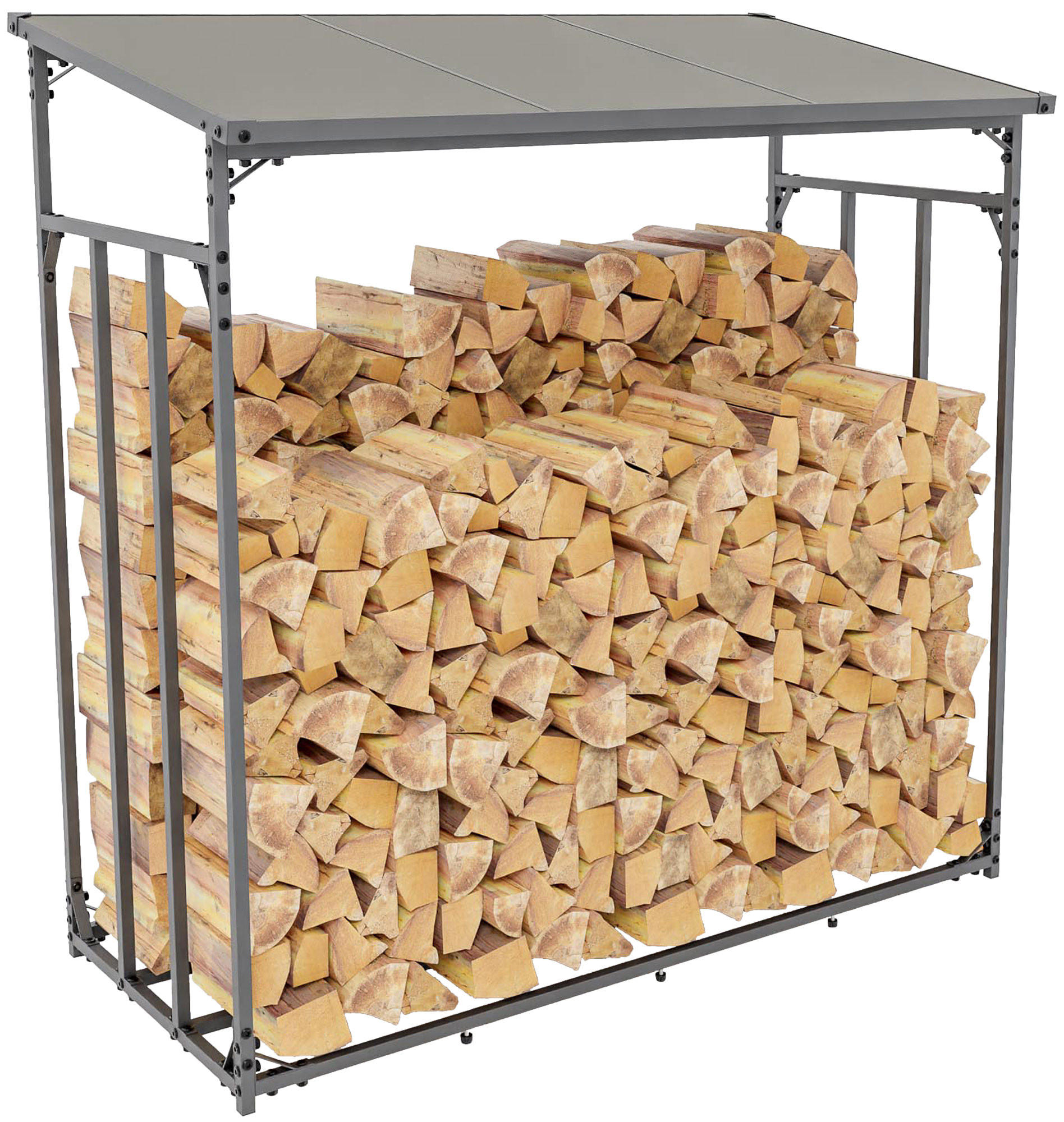KAMINHOLZREGAL 143/70/145 cm Metall anthrazit - Anthrazit/Schwarz, Metall (143/145/70cm) - CLP
