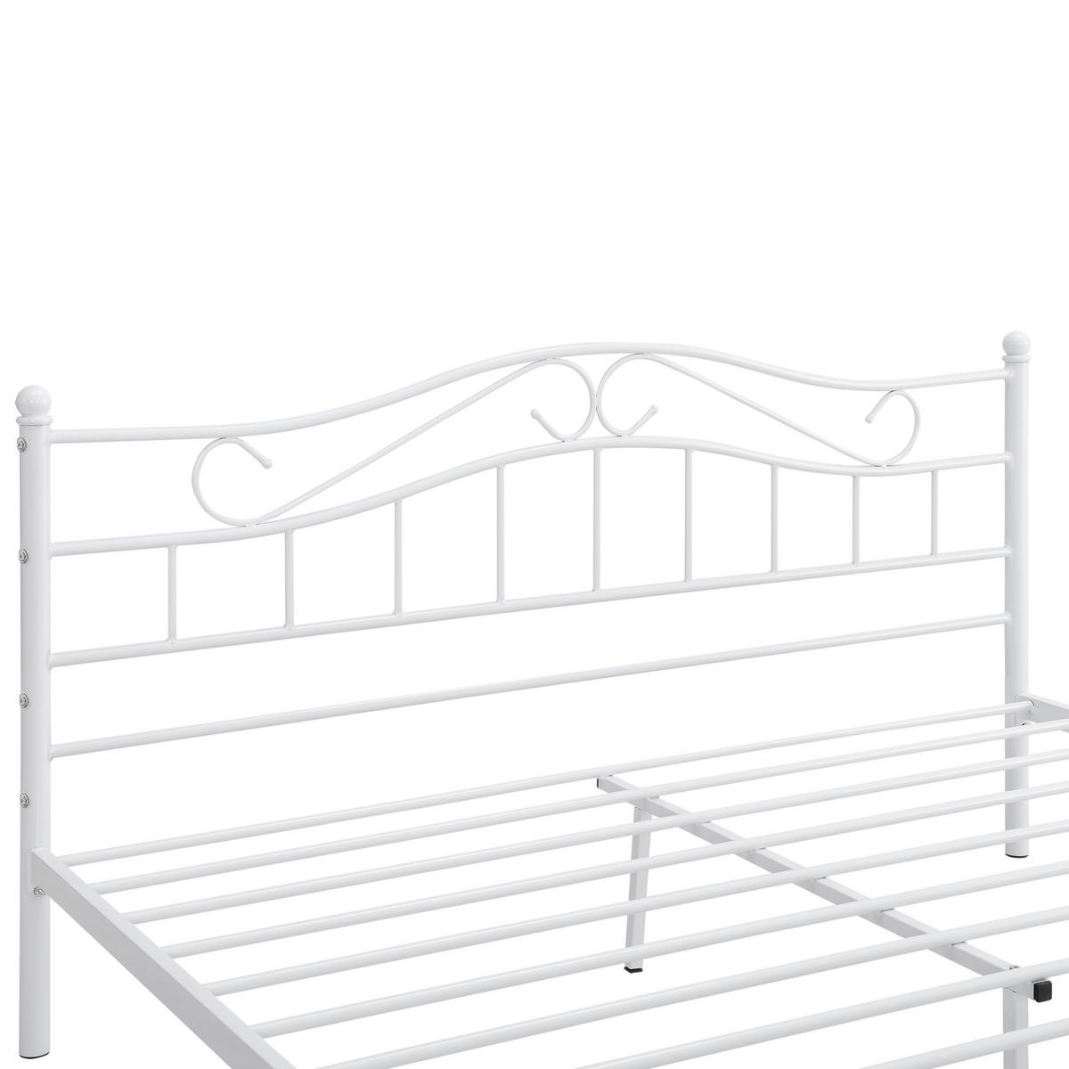 METALLBETT Florenz - Weiß, Metall (140/200cm) - [en.casa]