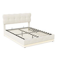 POLSTERBETT 160x200 cm, Beige, LED-Beleuchtung - Beige, Textil/Metall (160/200cm)