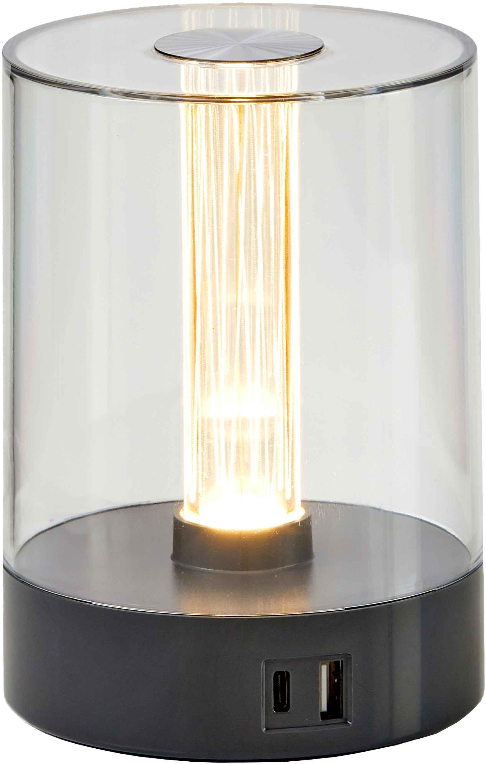 LED-TISCHLEUCHTE - dimmbar mit Farbwechsel, Touch-Taste und USB-Ladeports in Grau - Grau, Kunststoff (10.6/10.6/14.6cm) - Northpoint