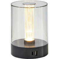 LED-TISCHLEUCHTE - dimmbar mit Farbwechsel, Touch-Taste und USB-Ladeports in Grau - Grau, Kunststoff (10.6/10.6/14.6cm) - Northpoint