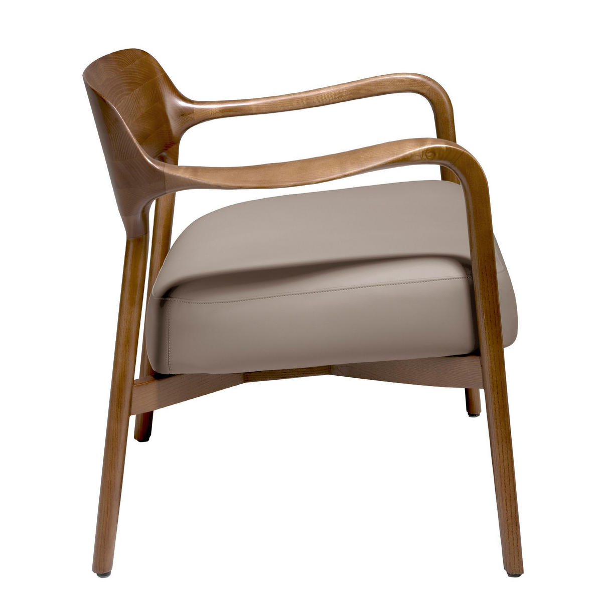 ÖKO-LEDERSESSEL Nussbaum und Nerz - Walnussfarben/Braun, Leder/Holz (70/72/62cm) - ANGEL CERDA