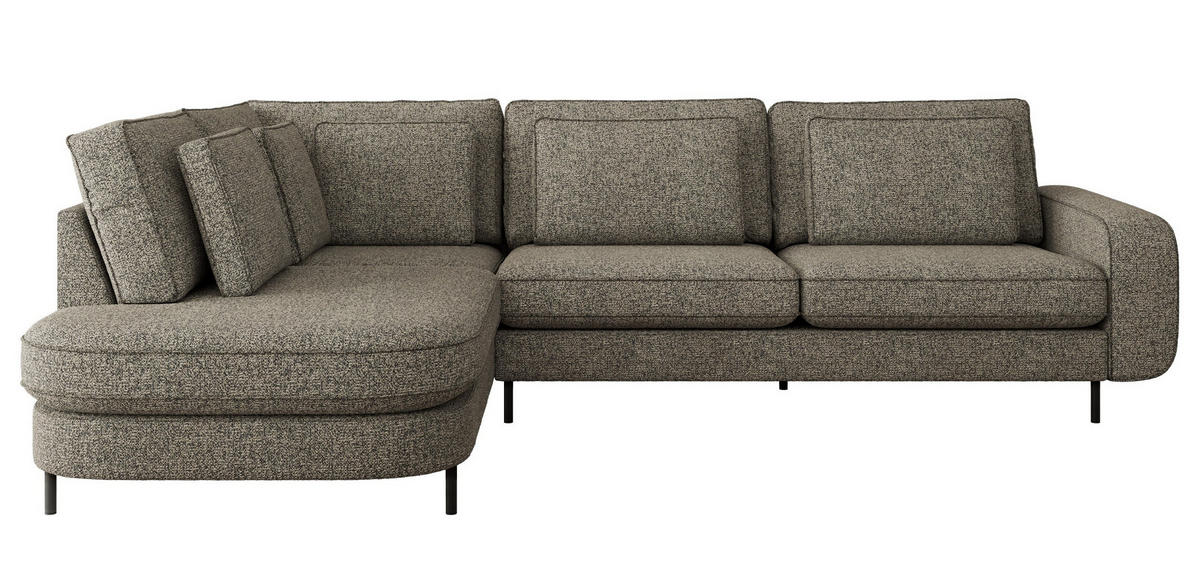 ROHOVÁ SEDAČKA CALENO L - Šedá Strukturovaná látka - Pravá Strana - šedá/černá, kov/textil (317/225cm) - MKS