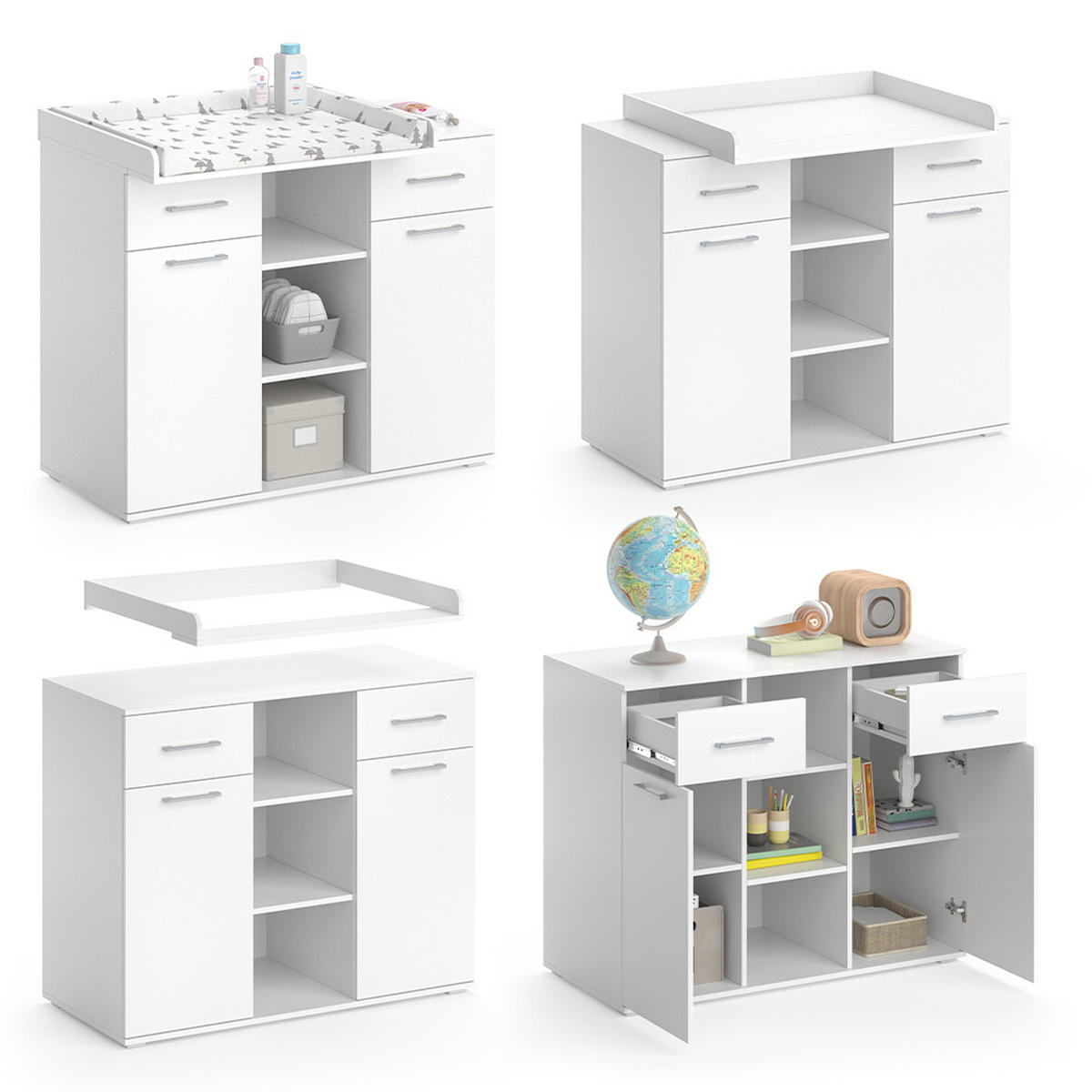 WICKELKOMMODE Leonie Weiß 113 x 109 cm - Weiß, Holzwerkstoff (113/109/70cm) - Vicco
