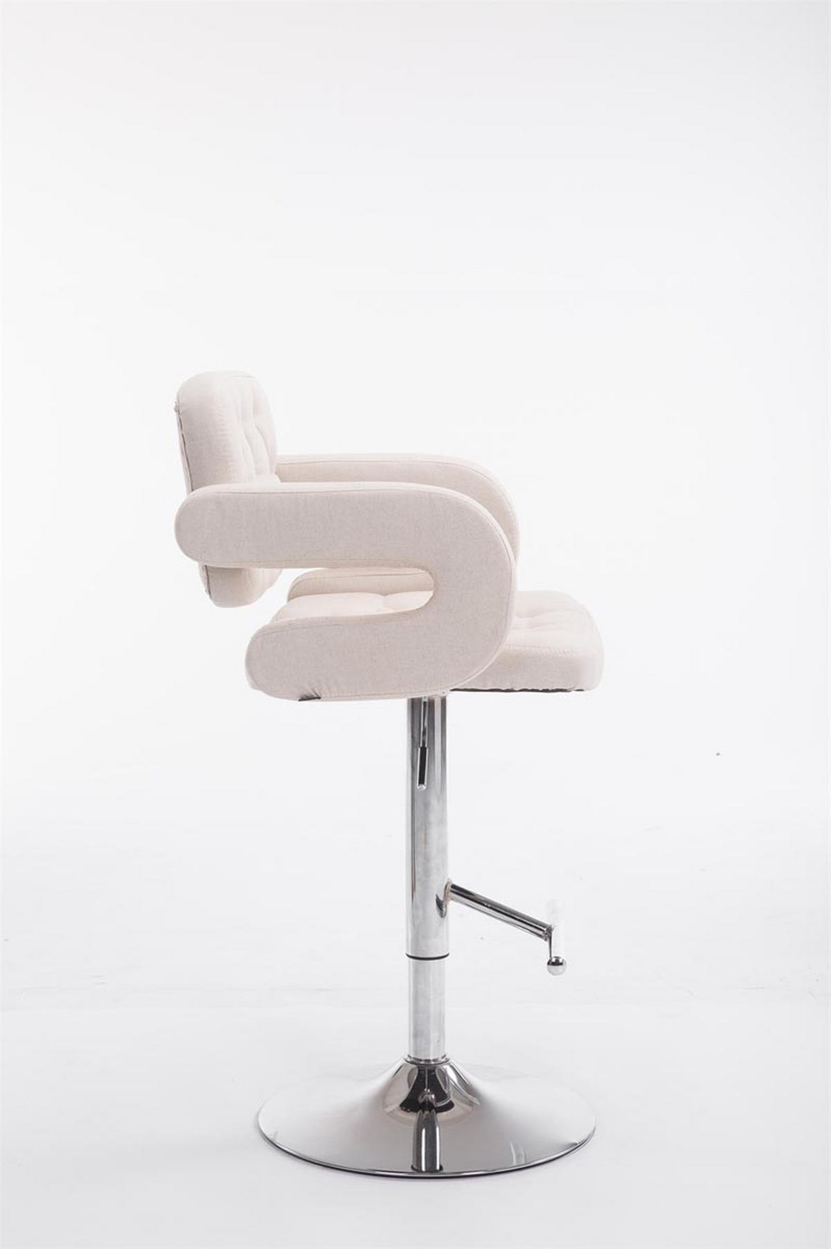 BARHOCKER Dubai, Gestell Metall in Chromoptik, STOFF Beige - Chromfarben/Creme, Textil/Metall (52/100/55cm) - TPFLiving