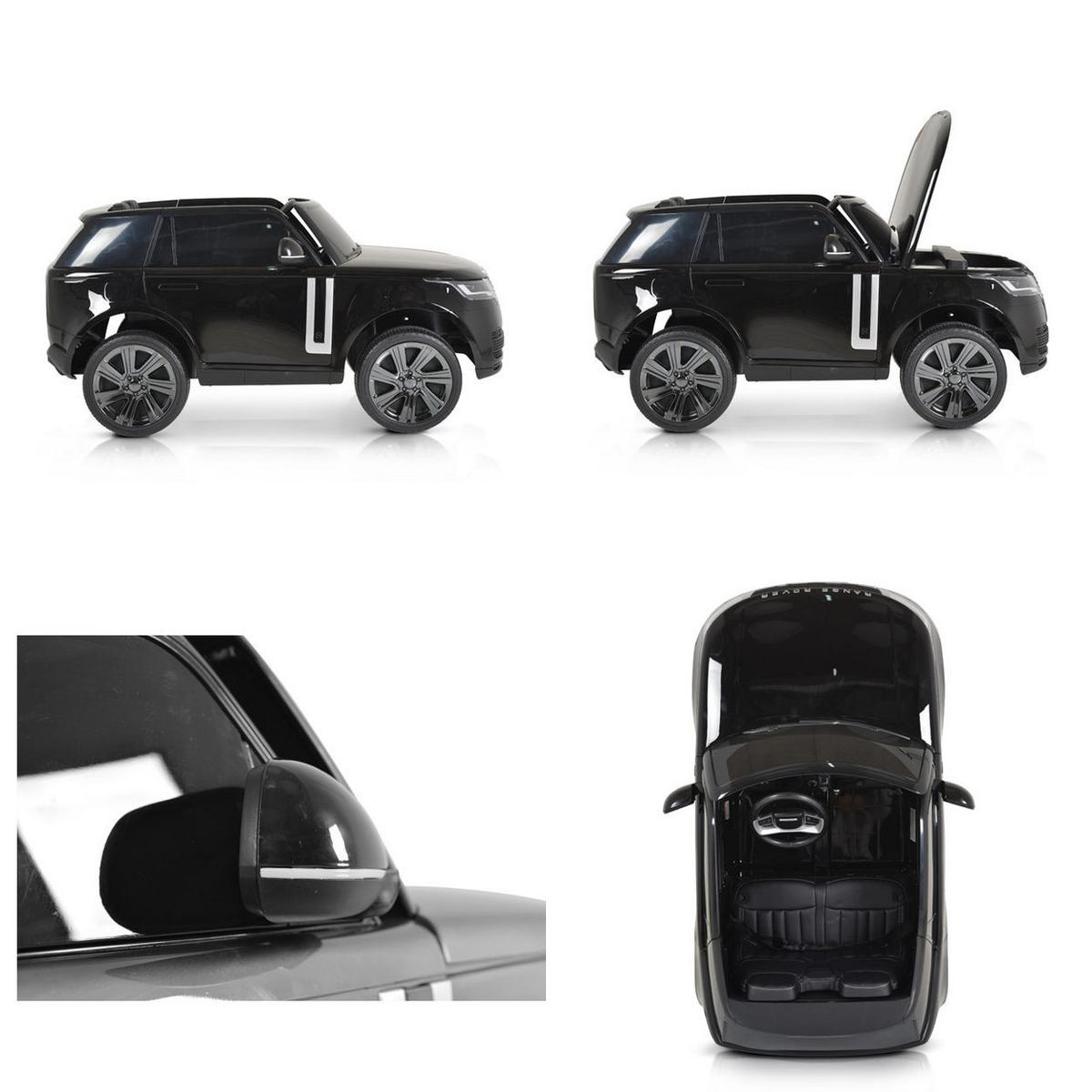 ELEKTROAUTO Range Rover SUV metallic schwarz SUV metallic Fernbedienung Gurt EVA-Reifen - Schwarz, Kunststoff (131/81/60cm) - Moni