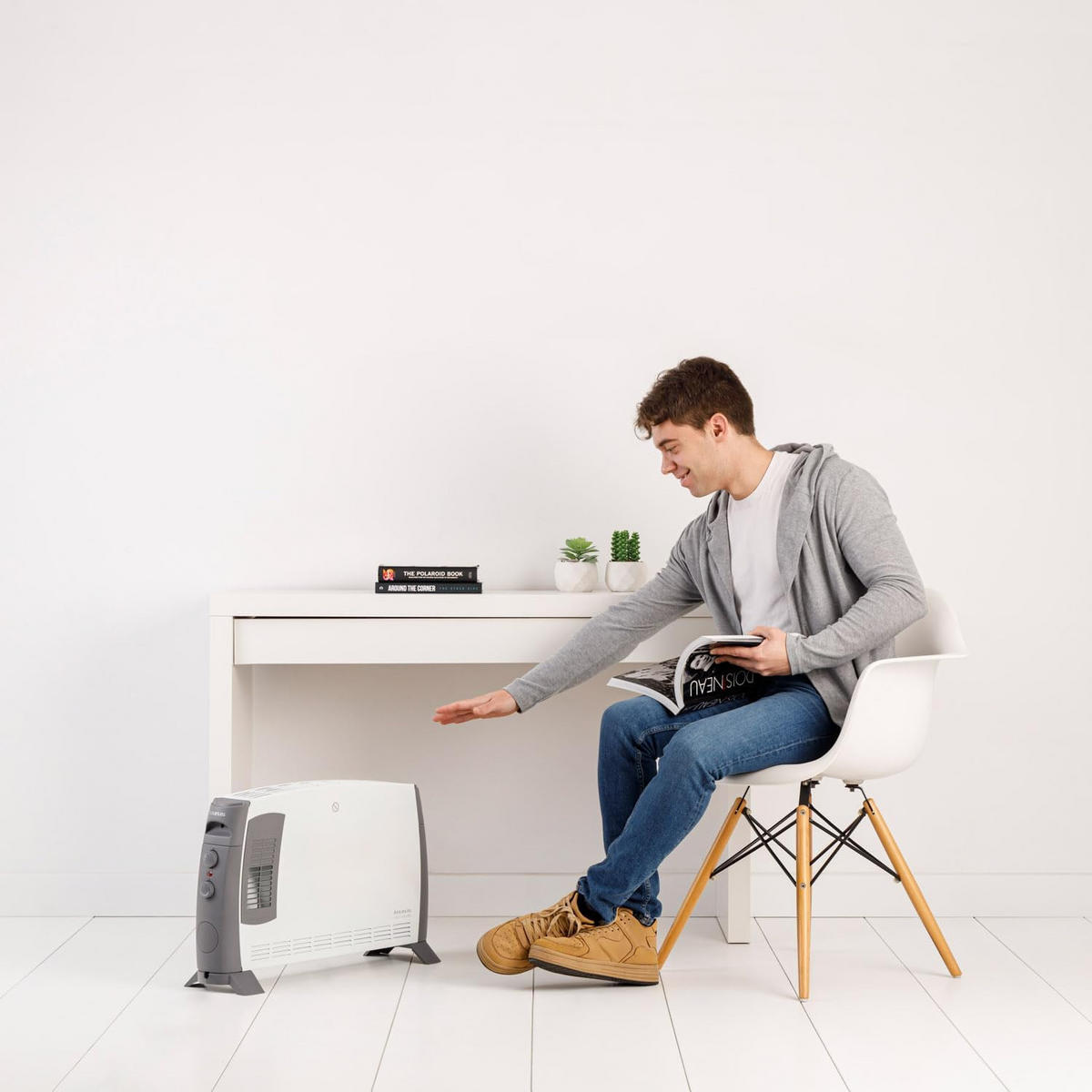 ELEKTROHEIZUNG – Taurus Clima Turbo 2000 W – Konvektor, 3 Heizstufen, Thermostat, Turbo-Funktion, Leise, Tragbar, Stabiler Standheizkörper, Weiß - Weiß, Metall (14/15/40cm)