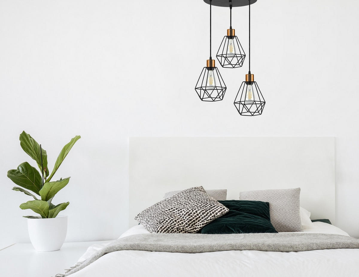 PENDELLEUCHTE EDISON II - Goldfarben/Schwarz, Metall (45/45/100cm) - kiki design