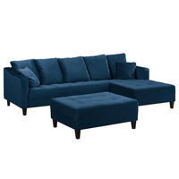 ECKSOFA mit Ottomane - Samt - Petrol, Textil (254/165cm) - home24