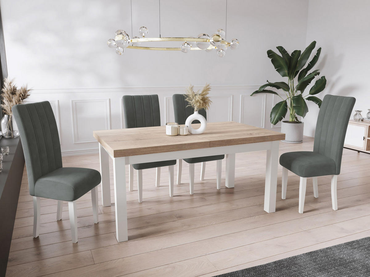 ESSTISCH Avena rechteckig ausziehbar, Sonoma Eiche 140/80/78 - Weiß/Sonoma Eiche, Holz/Holzwerkstoff (140/80/78cm) - WFL GROUP