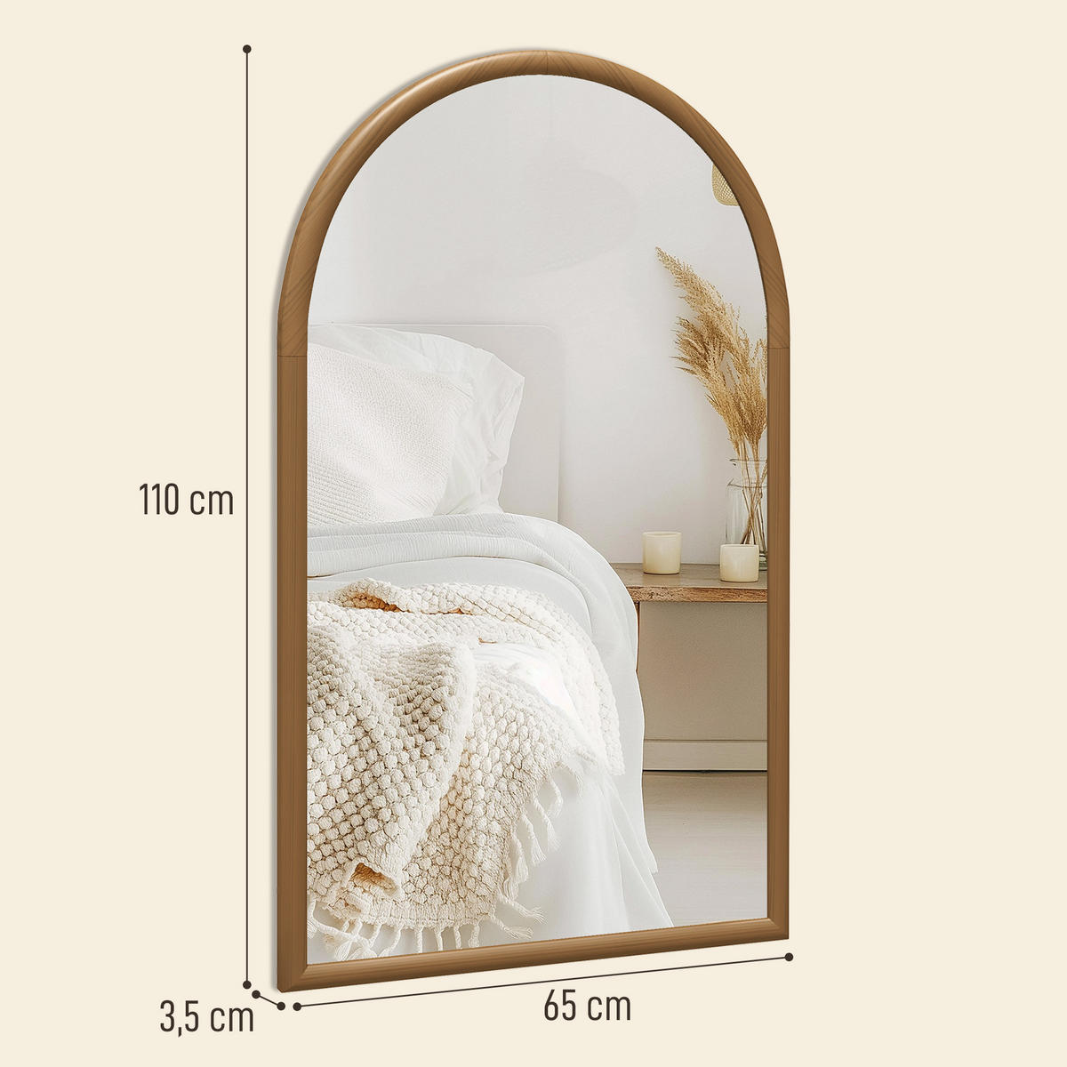 WANDSPIEGEL DE-14272 mit Holzrahmen 110x65 cm Dunkelbraun - Braun, Glas (65/110/3.5cm) - ComfortXL