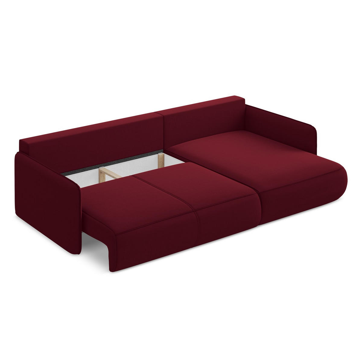 ECKSOFA mit Schlaffunktion Samt Stoff Rot - Bordeaux/Rot, Kunststoff/Textil (240/148cm) - LaMiaSofa