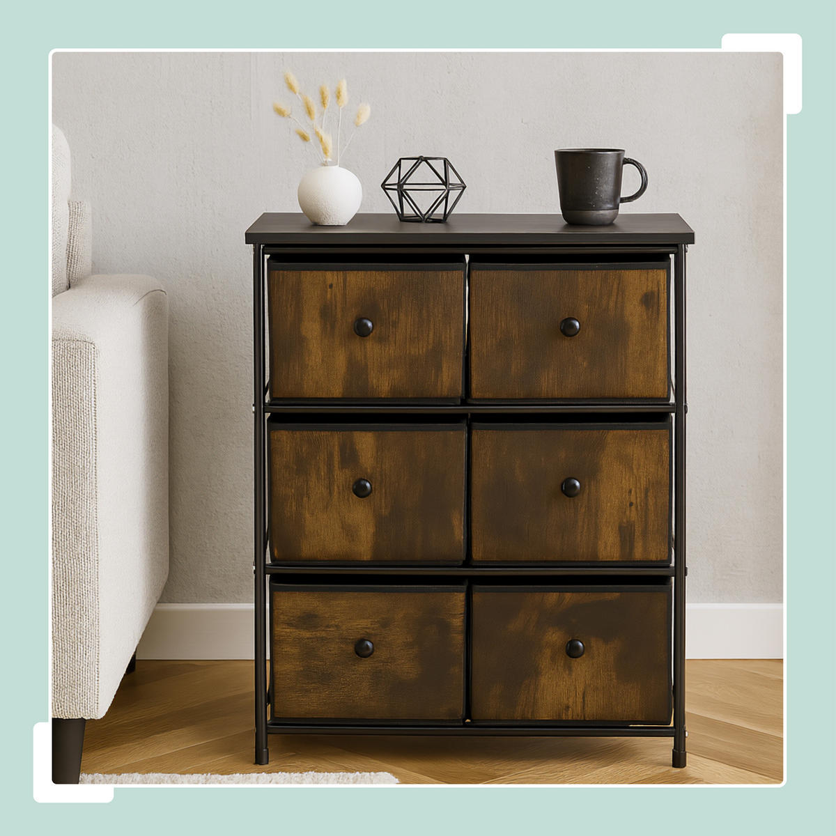 KOMMODE - Multicolor/Schwarz, Holz/Holzwerkstoff (60/73/32cm) - Relaxdays