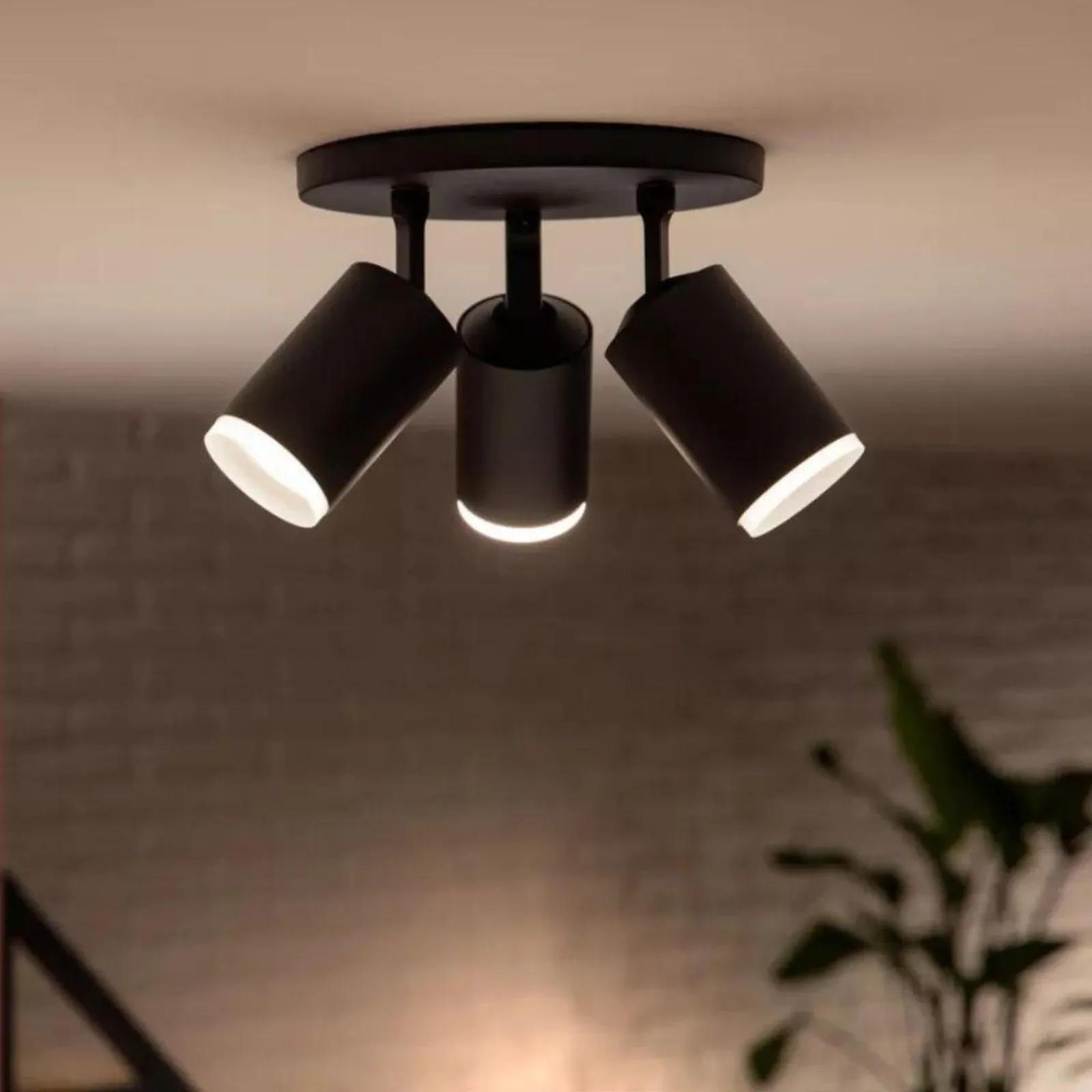 DECKENLEUCHTE Fugato Schwarz - Schwarz, Metall (3/3/15.3cm) - Philips HUE