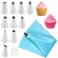 SPRITZBEUTEL-SET 12-teilig Silikon wiederverwendbar mit Edelstahldüsen - Hellblau, Kunststoff (17/3.1/30.5cm)