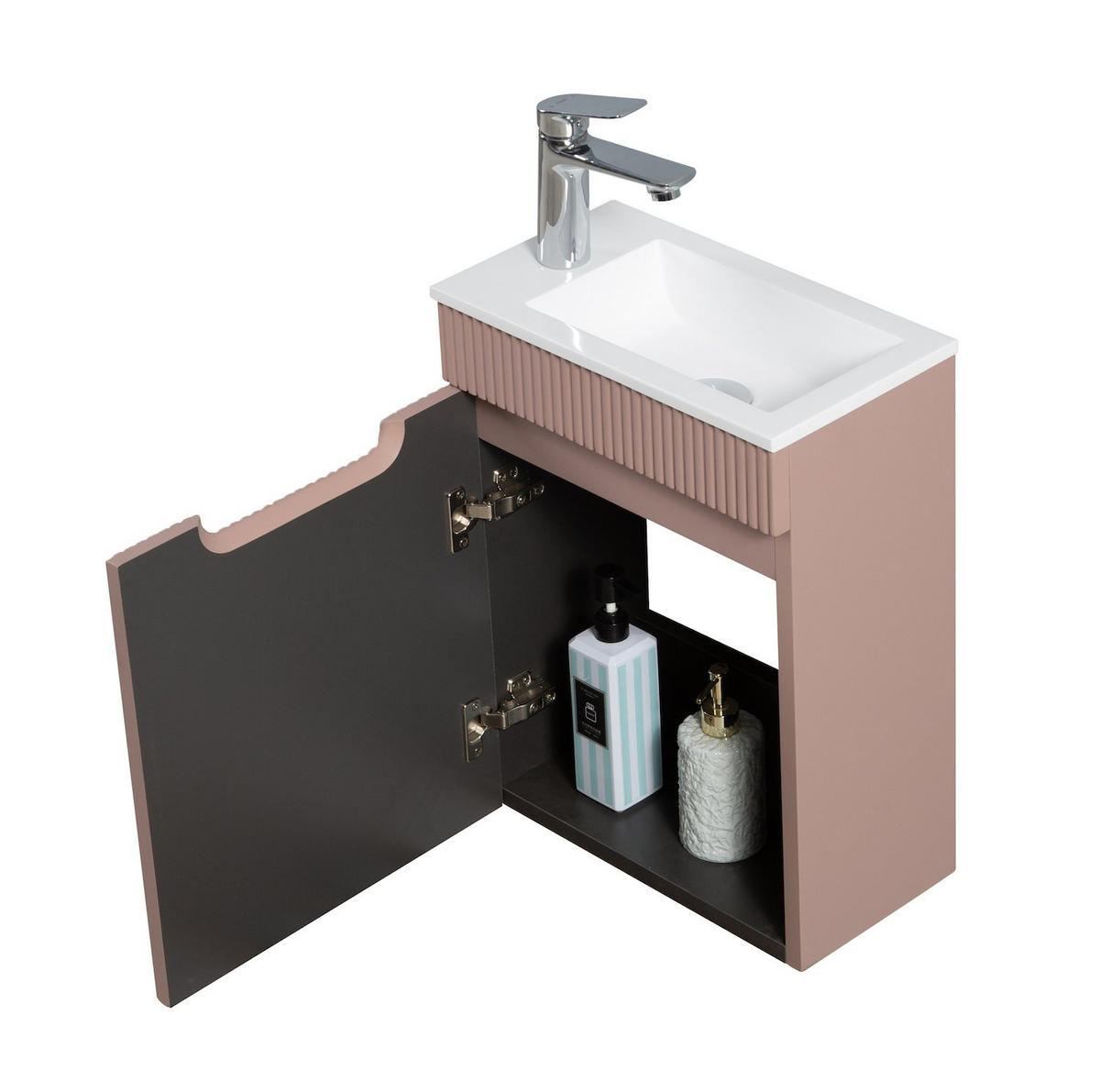 GÄSTE-WC-MÖBELSET Thermis 2 Teile Rose - 40 x 22 x 53 cm - Rosa, Holz (40/53/22cm) - Badplaats