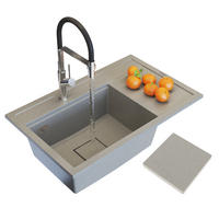 KÜCHENSPÜLE Rendo mit Siphon Batterie - Beige, Kunststoff/Stein (51/22/81cm) - Granitan
