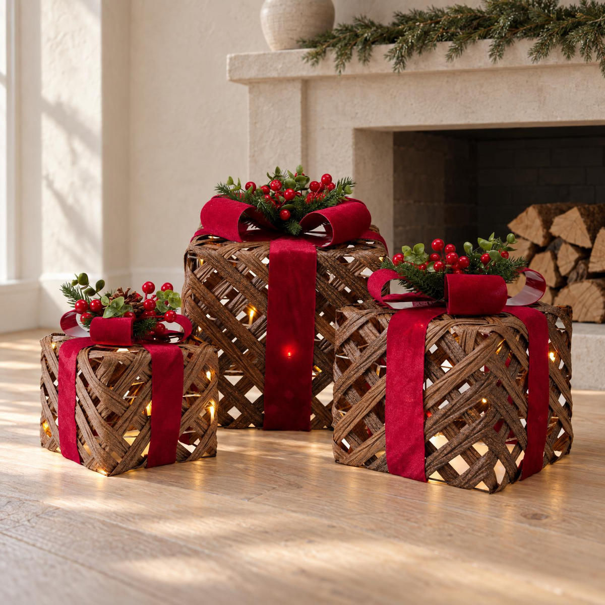 WEIHNACHTSDEKORATION 3er-Set - Braun, Metall (25/30/25cm) - Home Styling Collection