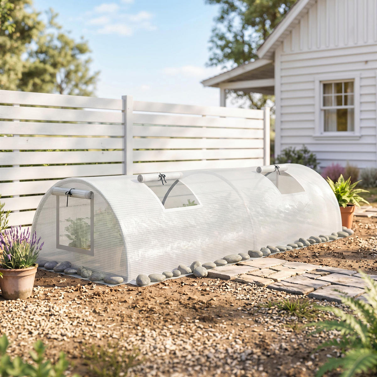 GEWÄCHSHAUS, 200L x 80B x 45H cm - Weiß, Metall (80/45/200cm) - Outsunny
