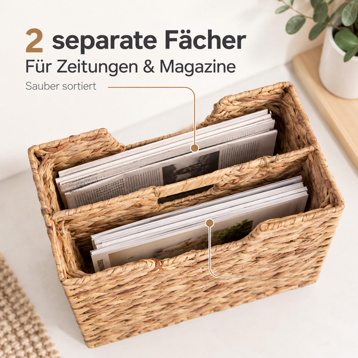 ZEITUNGSSTÄNDER Seegras - Braun, Naturmaterialien (39/33/20cm) - Homestyle4u