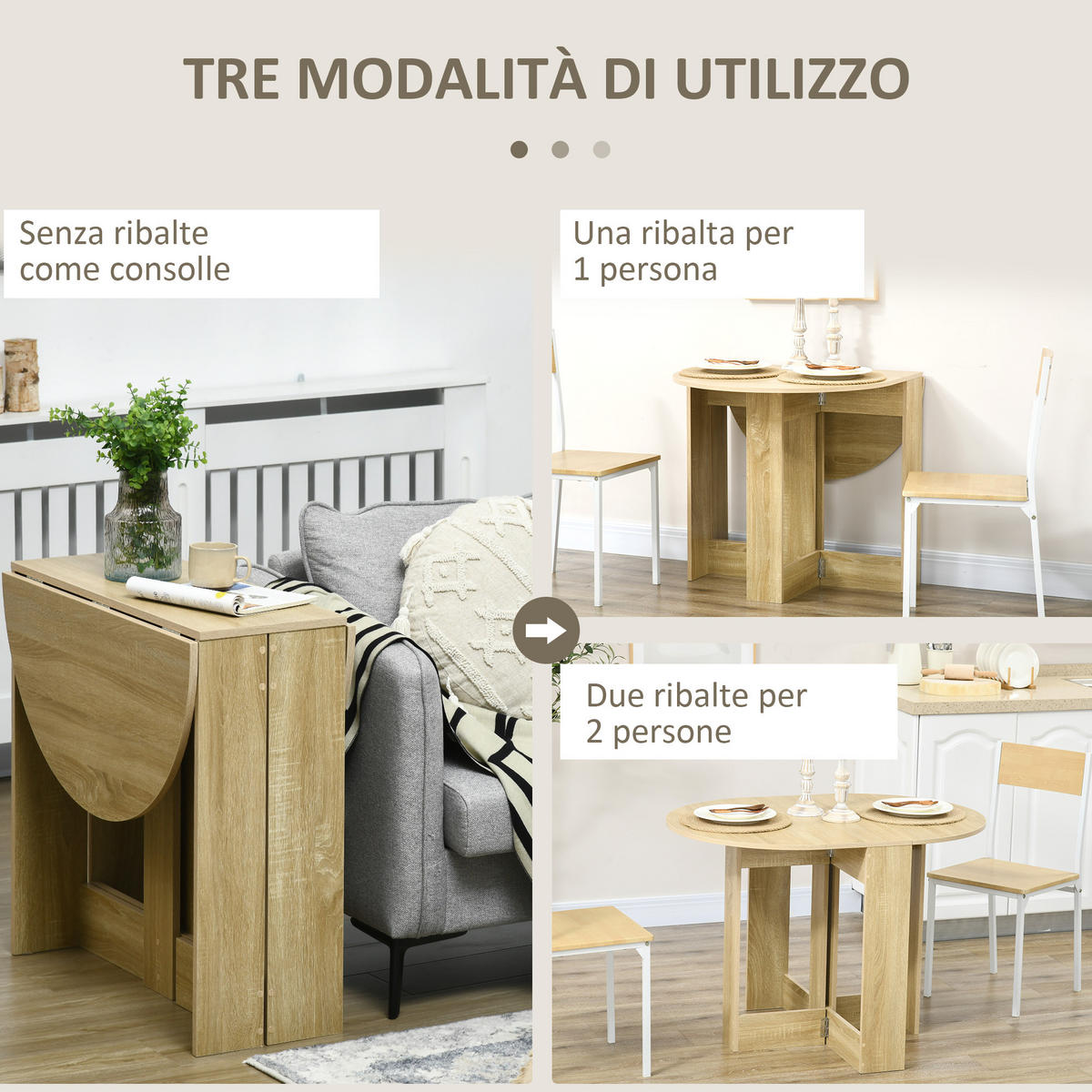 ESSTISCH Eiche 1 Stück - Beige, Metall (104/76/73.7cm) - GiPP