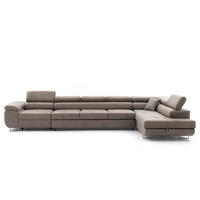 ECKSOFA WILD XXL Rechts mit Schlaffunktion 125x240 Velours Beige - Beige/Silberfarben, Holz/Textil (200/400cm) - Muffo