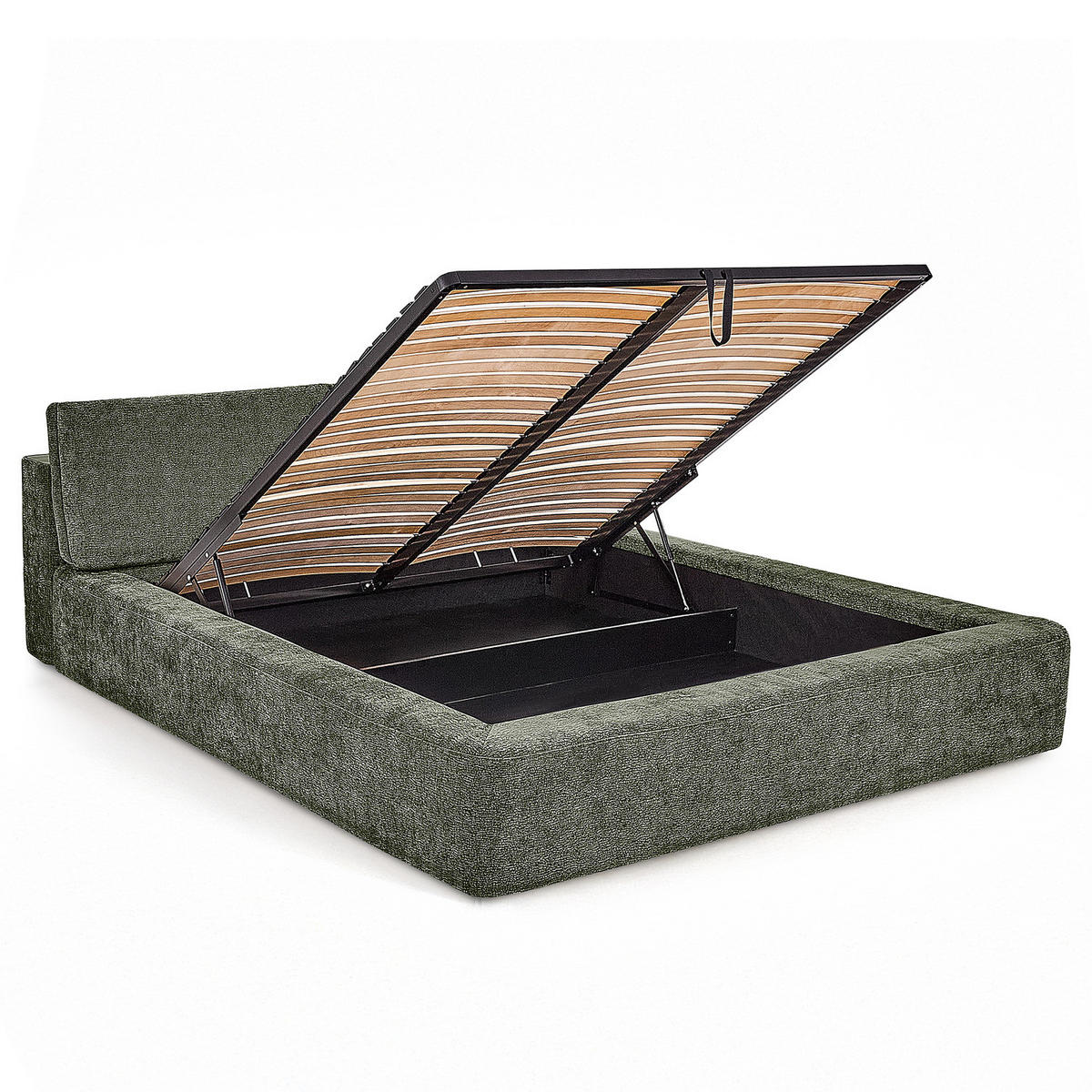 POLSTERBETT - Dunkelgrün, Textil (160/200cm) - home24