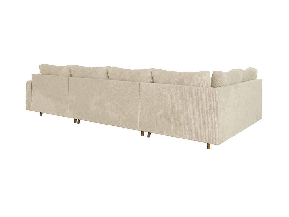 WOHNLANDSCHAFT Sigurd Beige Chenille - Ottomane rechts - Beige/Braun, Holz/Textil (310/81/161cm) - S-Style Möbel