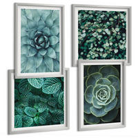 BILDER SET 4er Set - 50x50 cm & 40x60 cm Silberner Rahmen - Sukkulenten in Grün und Türkis - Silberfarben, Kunststoff (50/50cm) - TULUP