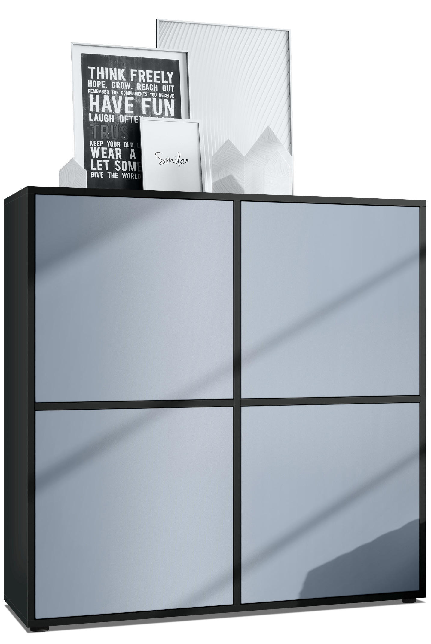 HIGHBOARD Cuba Türen in Denim matt - Pastellblau, Holzwerkstoff (104/105.5/35.5cm) - Vladon