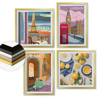 WANDBILDER 4er Set - 50x50 cm & 40x60 cm Goldrahmen - Stadtansichten Paris London Frankreich - Goldfarben, Kunststoff (50/50cm) - ArtPrintCave