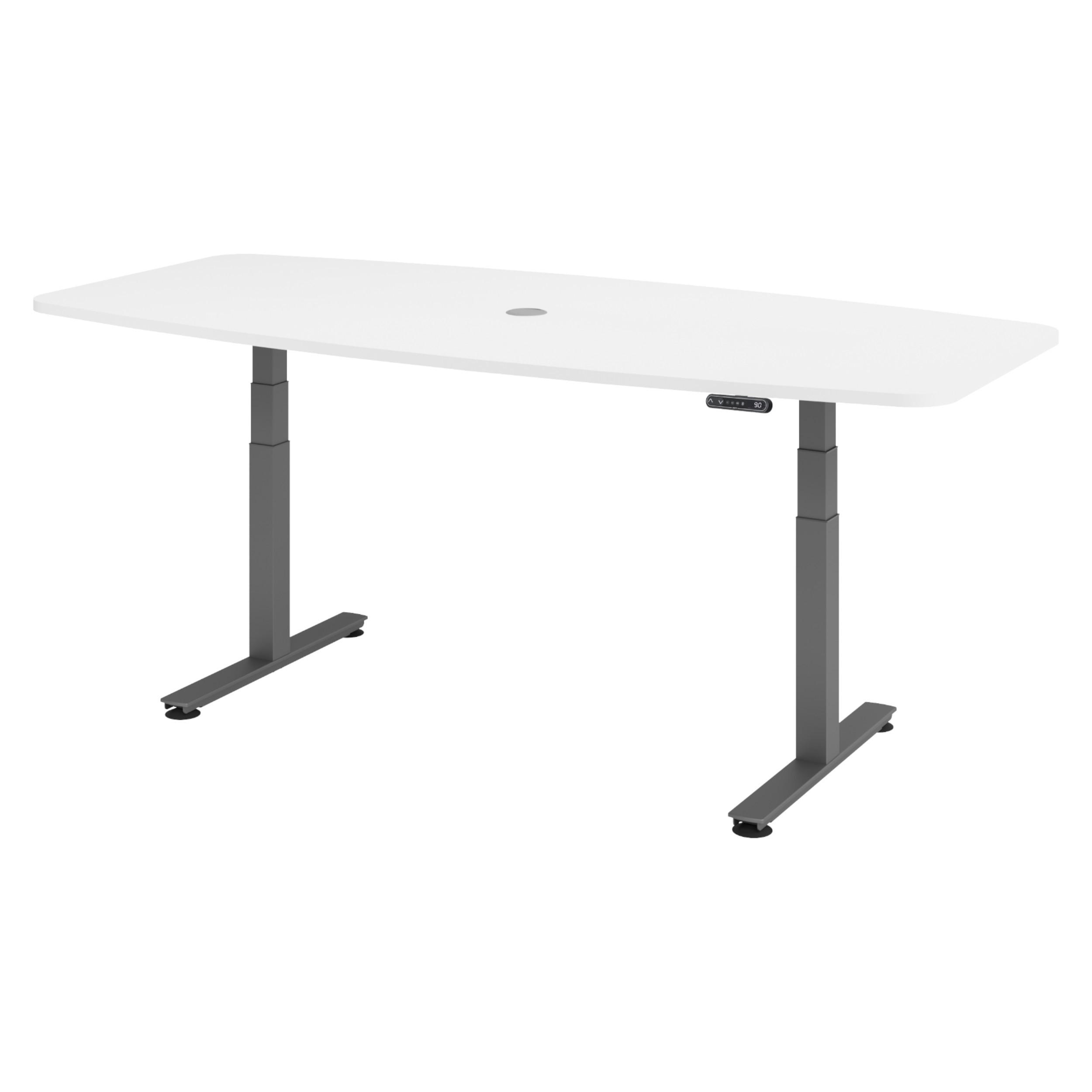 KONFERENZTISCH elektrisch XDSM22 103/220/74 cm in Weiß/Graphitfarben - Graphitfarben/Weiß, Holzwerkstoff (103/220/74cm) - bümö