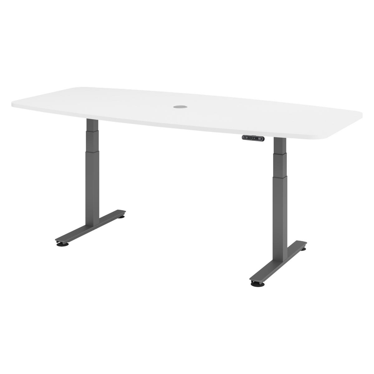KONFERENZTISCH elektrisch XDSM22 103/220/74 cm in Weiß/Graphitfarben - Graphitfarben/Weiß, Holzwerkstoff (103/220/74cm) - bümö