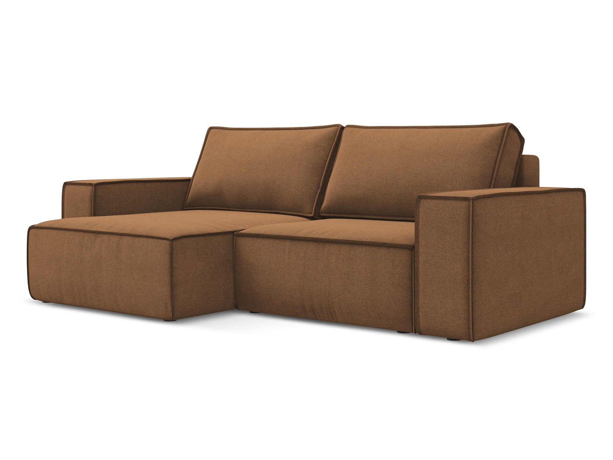 ECKSOFA mit Schlaffunktion Strukturstoff Stoff Orange - Terracotta/Schwarz, Kunststoff/Textil (148/257cm) - Makamii