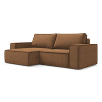 ECKSOFA mit Schlaffunktion Strukturstoff Stoff Orange - Terra cotta/Schwarz, Kunststoff/Textil (148/257cm) - Makamii
