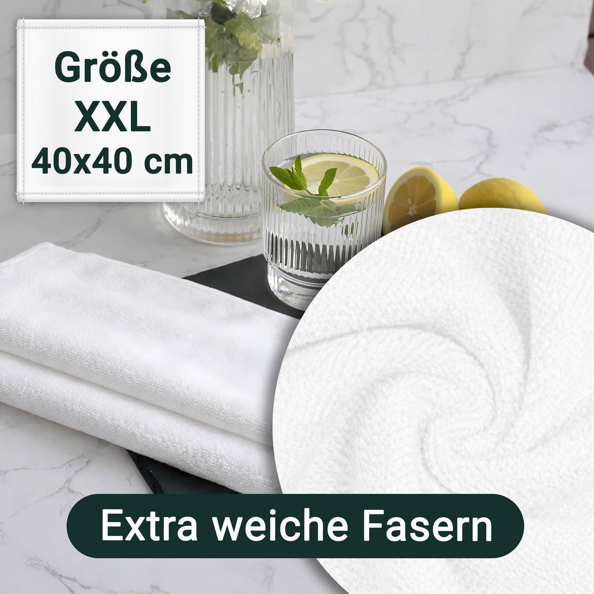 REINIGUNGSTÜCHER, 10er-Set, 40x40 cm, 80% Polyester, 20% Polyamid, Weiß - Weiß, Textil (40/40cm) - Zollner