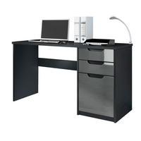 SCHREIBTISCH Logan Fronten in Grau Hochglanz - Grau, Holzwerkstoff (60/129/76cm) - Vladon