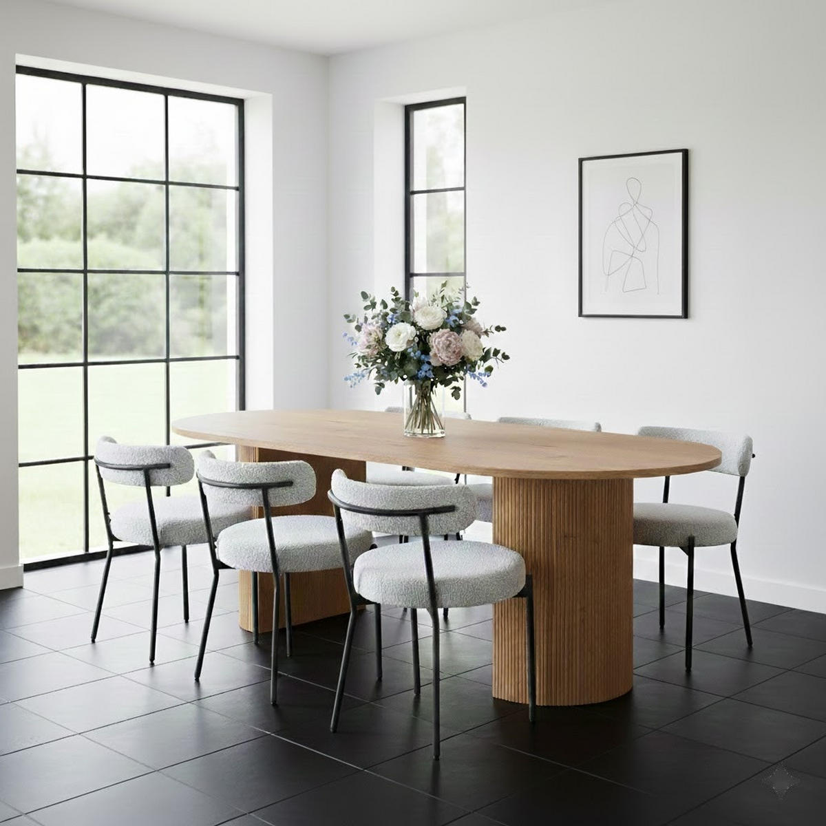 ESSGRUPPE 7-TLG. Kyoto Naturfarben, Weiß - Naturfarben/Weiß, Textil/Metall (210/75/100cm) - ebuy24
