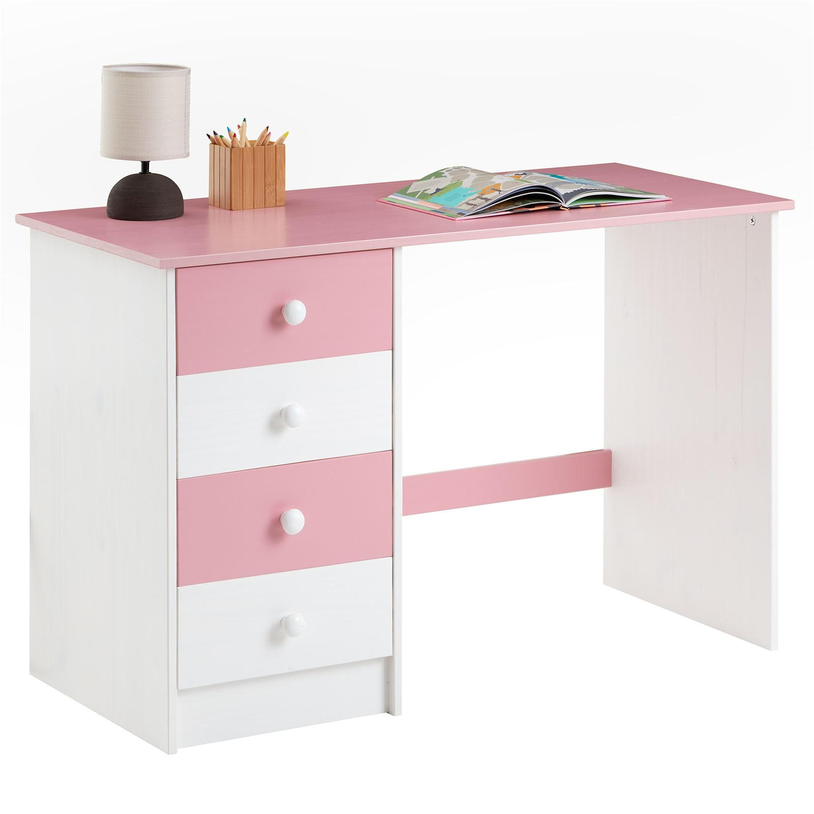 SCHREIBTISCH ARNE - Weiß/Rosa, Holz (54/115/73cm) - IDIMEX
